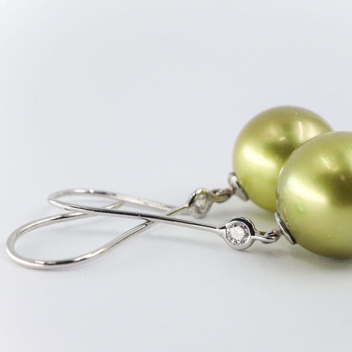 Pistachio Green South Sea Pearl Earrings