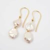 White Keshi pearl earrings silver gold plating - Image 3
