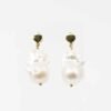 White baroque pearl earring in 18k gold plated sterling silver - Image 2