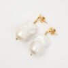 White baroque pearl earring in 18k gold plated sterling silver