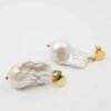 White baroque pearl earring in 18k gold plated sterling silver - Image 4
