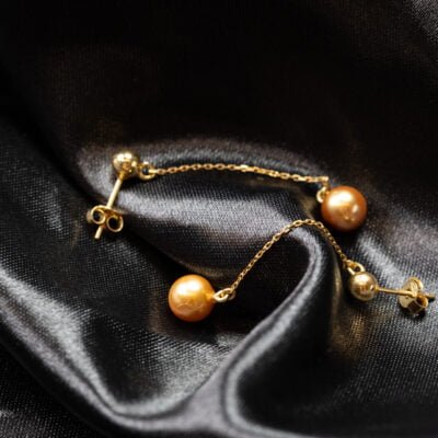Golden South Sea Pearl 8mm Drop Earrings in 18k Gold